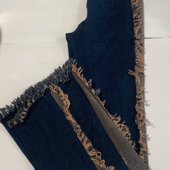 Y2K stretchy hip hugger tassel fringe western flair jeans - Picture 6 of 11